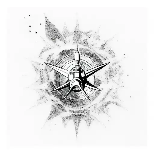 A minimalist sketch style tattoo of the USS Enterprise flying through a galaxy filled with stars tattoo design idea