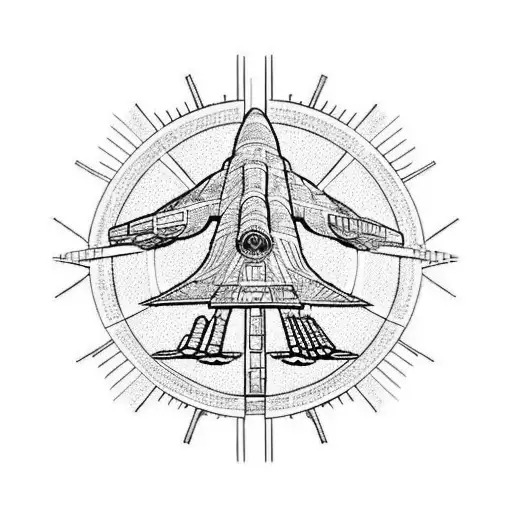 Incorporate elements of the USS Enterprise into a futuristic tree of life design tattoo design idea