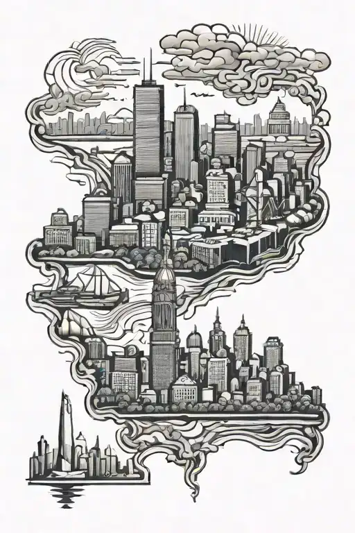 Boston skyline tattoo tattoo design idea