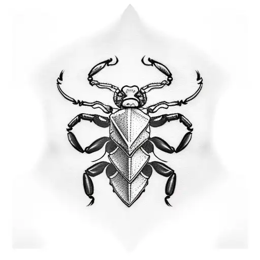 scorpion with heart and theater masks on the right chest area tattoo design idea