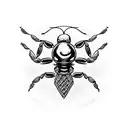 scorpion with heart and theater masks on the right chest area tattoo design idea