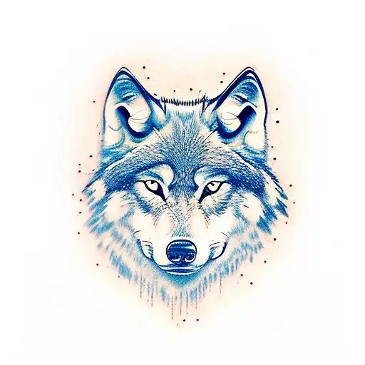 full sleve with wolf, timepiece and astrology  tattoo design idea