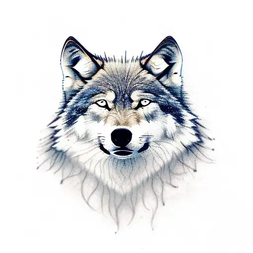 full sleve with wolf, timepiece and astrology  tattoo design idea
