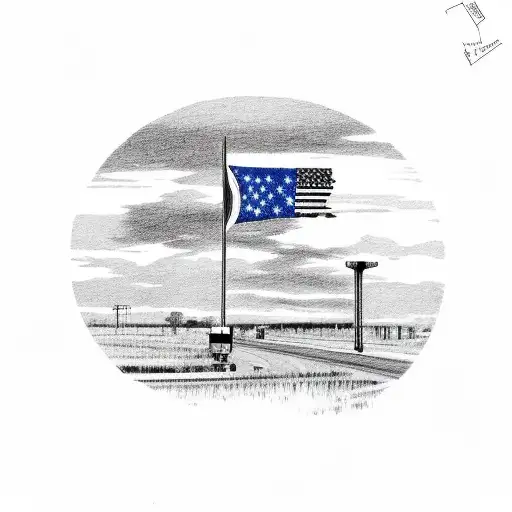 interstate 20, with Texas flag, and pump jack tattoo design idea