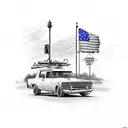 interstate 20, with Texas flag, and pump jack tattoo design idea