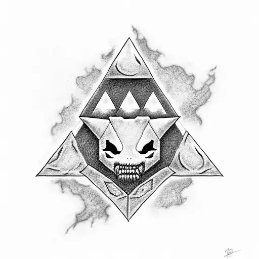 Gengar, dimir, triforce, akatauki cloud, time in a bottle tattoo design idea