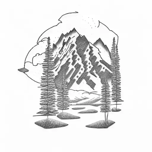 Tattoo of the Colorado mountains and Colorado avalanche with birthflowers for March, April May July and September  tattoo design idea