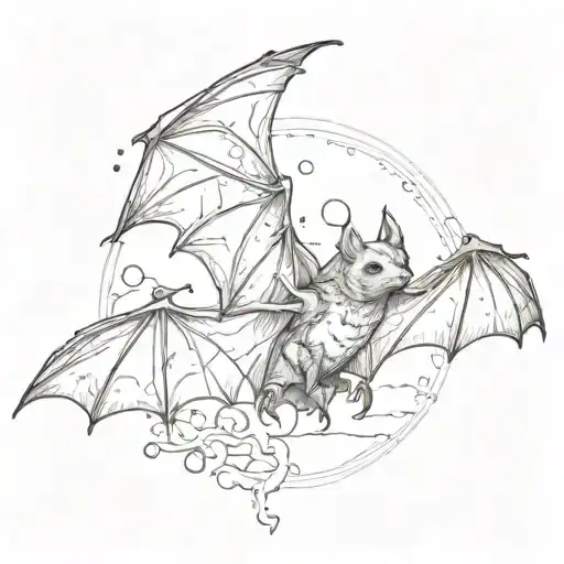 bat and twilight tattoo design idea