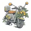 electric scooter with a mimosa on it  tattoo design idea