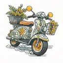 electric scooter with a mimosa on it  tattoo design idea