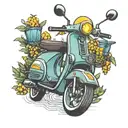 electric scooter with a mimosa on it  tattoo design idea