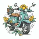 electric scooter with a mimosa on it  tattoo design idea