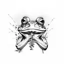 A burning frog with a joint tattoo design idea