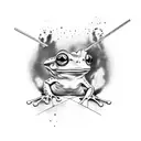A burning frog with a joint tattoo design idea