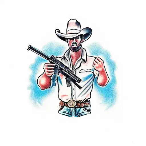 two cowboys in a gun duel tattoo design idea