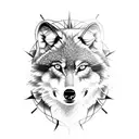 wolf tattoo with nordic compass tattoo design idea