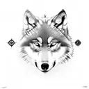 wolf tattoo with nordic compass tattoo design idea