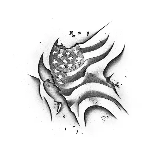 claw marks bleeding with the American flag tattoo design idea
