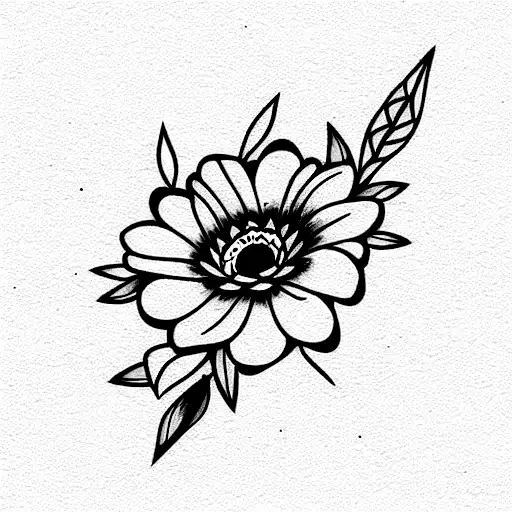 M with cosmo flowers tattoo design idea