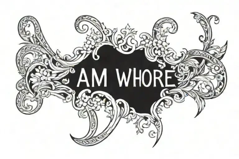 text saying ''i am a whore'' tattoo design idea
