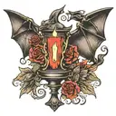bat with candlestick tattoo design idea