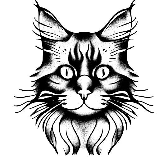  black maine coon cat tattoo design idea