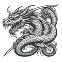dragon samurai sword piercing tattoo design idea