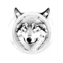 man and wolf on mountain watching moon listening music tattoo design idea