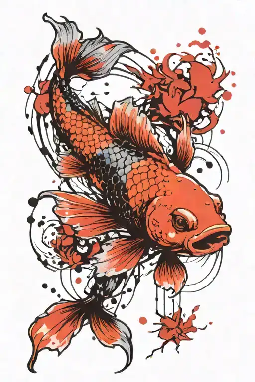 koi fish trash polka style tattoo tattoo design idea