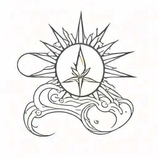 sun and drill tattoo design idea