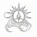 sun and drill tattoo design idea