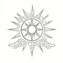 sun and drill tattoo design idea