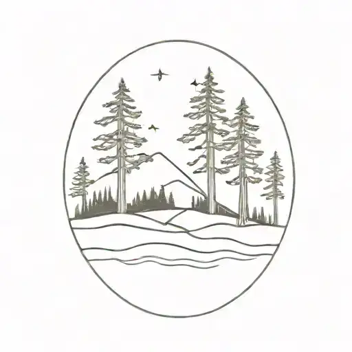 Outdoor hiking tree tattoo design idea