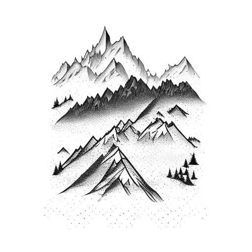 alpine landscape tattoo mountains trees chamonix tattoo design idea