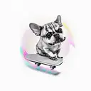 dog on a skateboard on lsd tattoo design idea