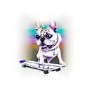 dog on a skateboard on lsd tattoo design idea
