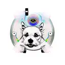 dog on a skateboard on lsd tattoo design idea