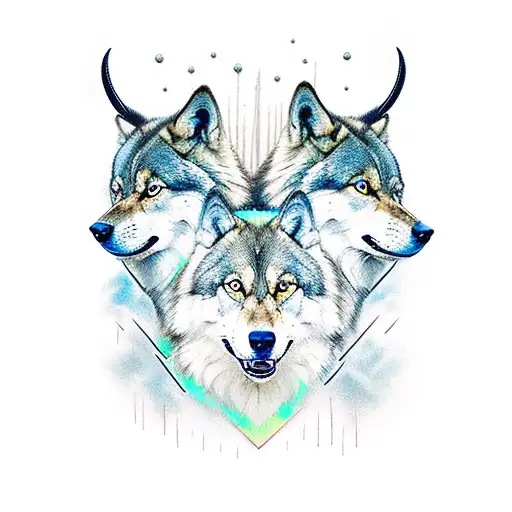 Odind and his wolves tattoo design idea
