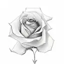 A minimalist design of a rose and a honeysuckle flower overlapping tattoo design idea