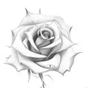 A minimalist design of a rose and a honeysuckle flower overlapping tattoo design idea