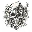 japanese style skull inside a heart tattoo design idea