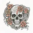 japanese style skull inside a heart tattoo design idea