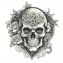 japanese style skull inside a heart tattoo design idea