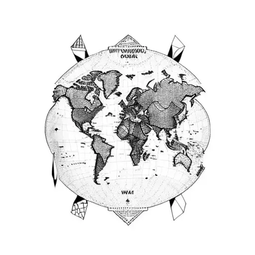 world map highlighting England, Kenya and India  tattoo design idea