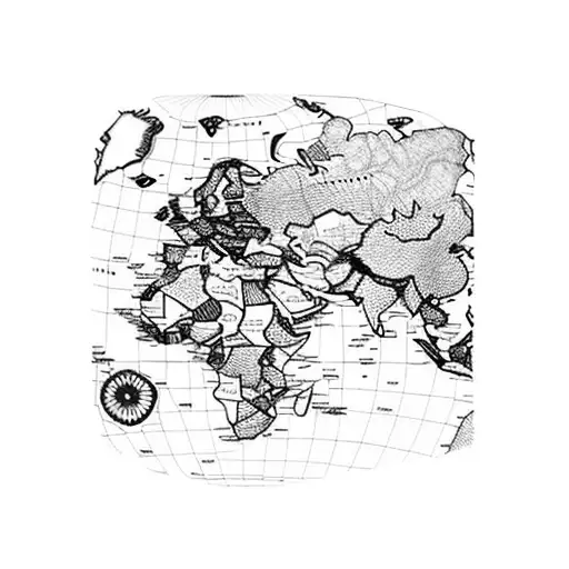 world map highlighting, England, Kenya and India  tattoo design idea