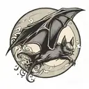 Bat flying through moon tattoo design idea