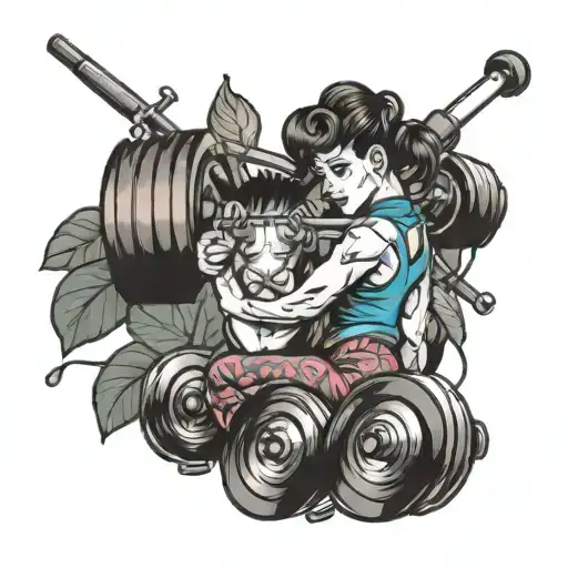   weightlifting, music and gymnastics  tattoo design idea