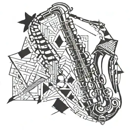 saxophone made tattoo design idea