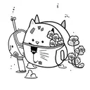 Cute cat in a backpack with a big head tattoo design idea