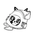 Cute cat in a backpack with a big head tattoo design idea